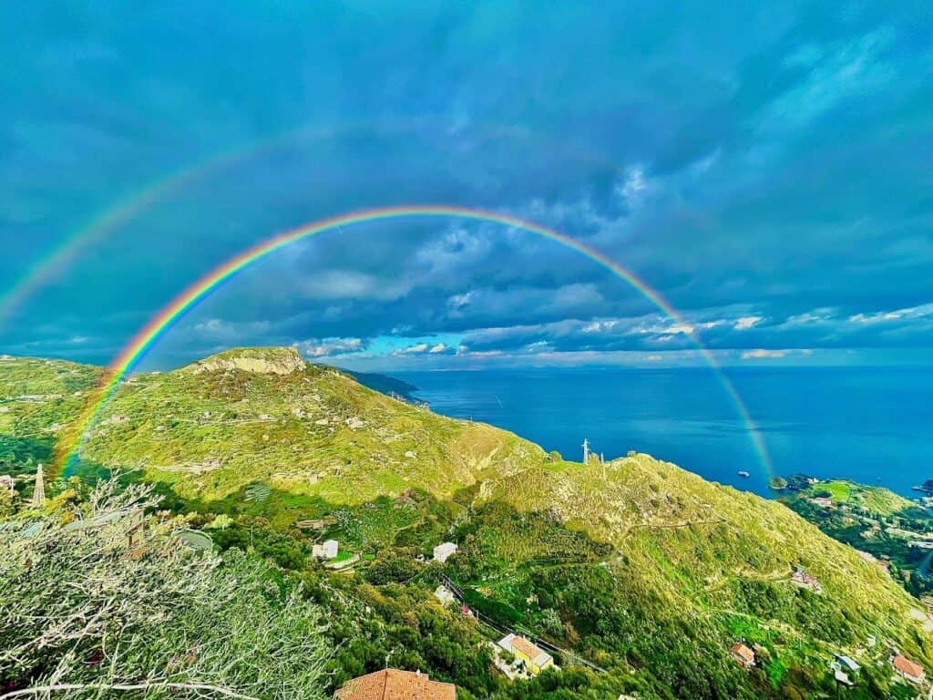 Beautiful double rainbow in Castelmola, which is outside of Catania.