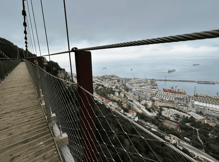 Windsor Suspension Bridge has a great view of some of Gibraltar's top attractions on the way up.