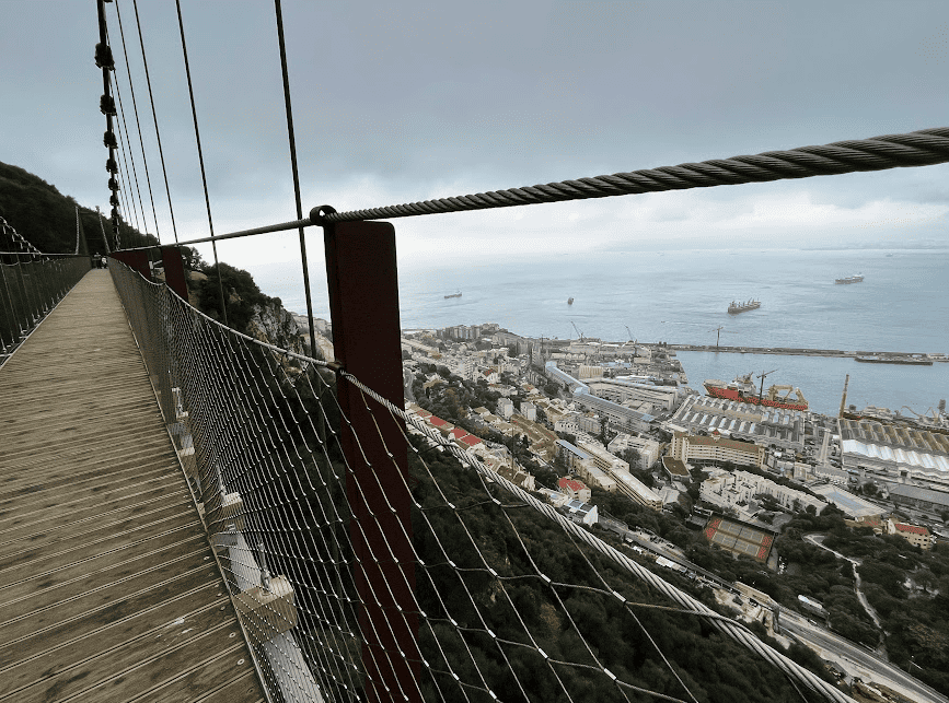 Windsor Suspension Bridge has a great view of some of Gibraltar's top attractions.