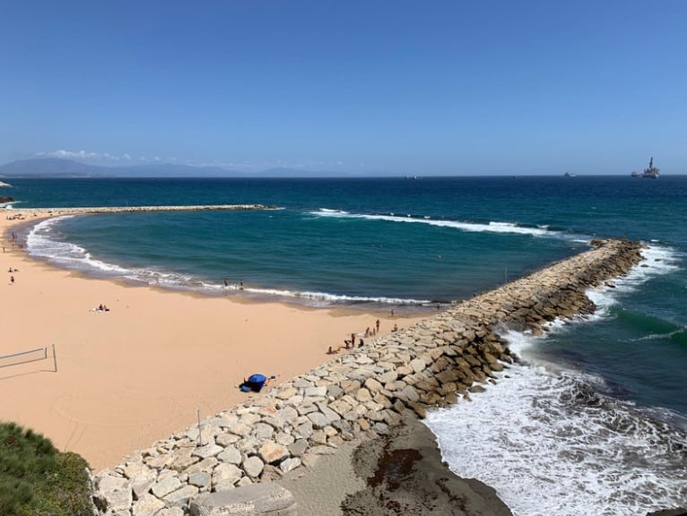 The rock barrier wall makes Sandy Bay one of the best beaches in Gibraltar