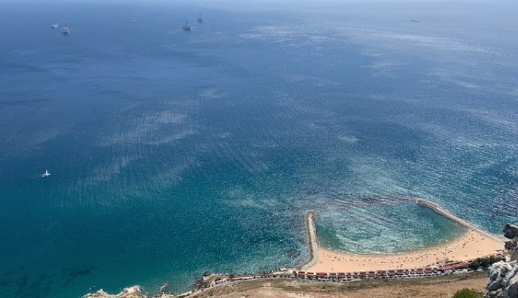You can see Gibraltar beaches on the east side from the top of The Rock You can see Gibraltar beaches on the east side from the top of The Rock