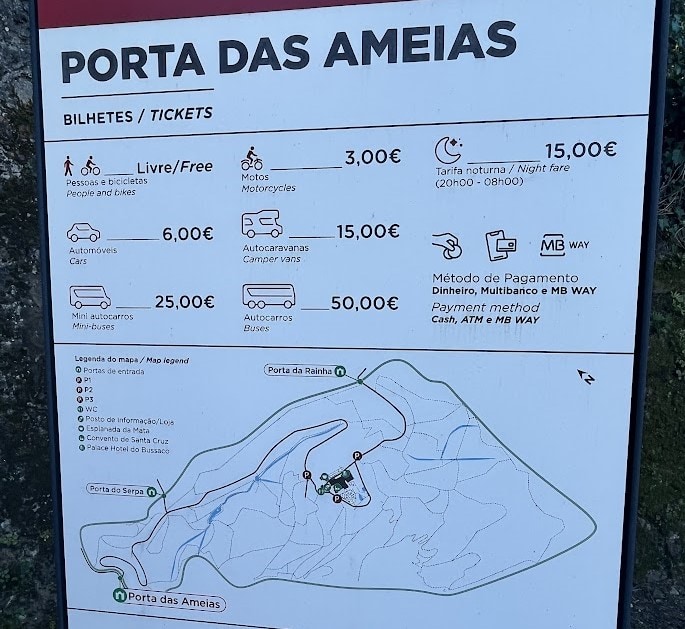 It is €6 for a car to enter the Bussaco National Forest
