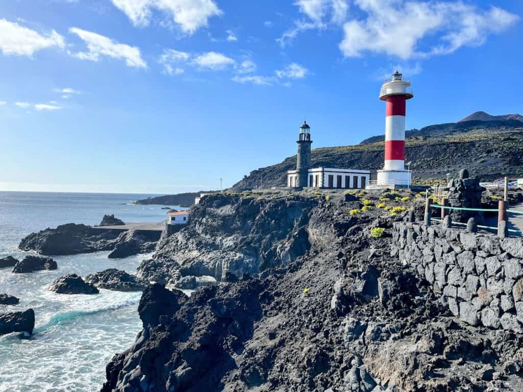 Twin lighthouses offer a beacon of history and navigation at Salinas de Fuencaliente, standing tall against the La Palma landscape.