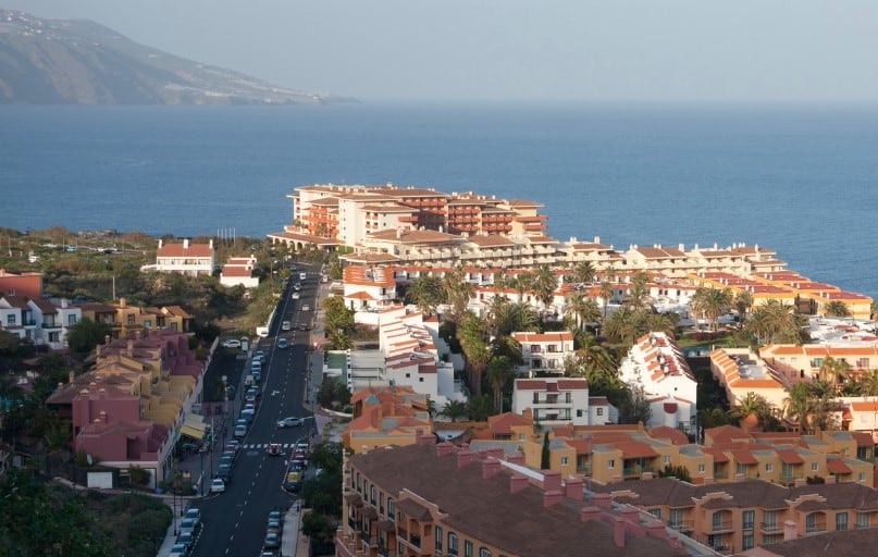 Los Cancajos is a resort town with good beaches and you can see the other parts of La Palma in the distance