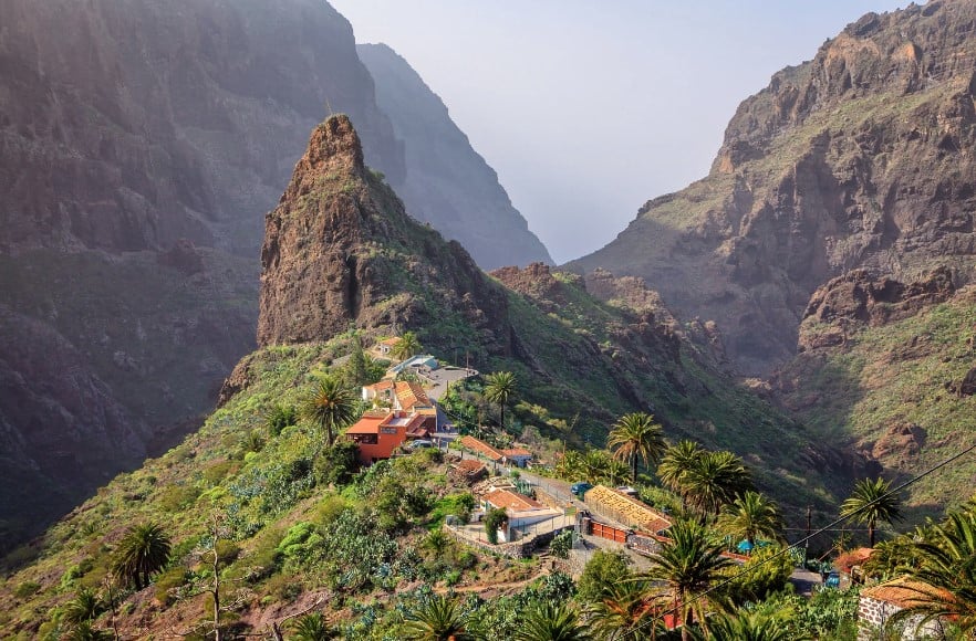 Iconic Masca Rock rising majestically above the Masca Valley on tours in Tenerife