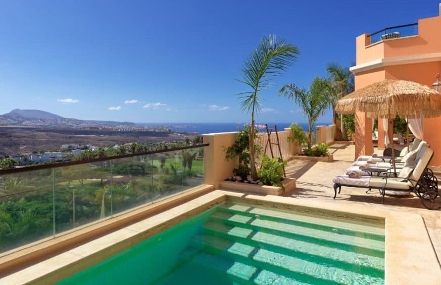 The stunning view from a private villa pool at Royal Garden Villas, one of the best luxury hotels in South Tenerife.