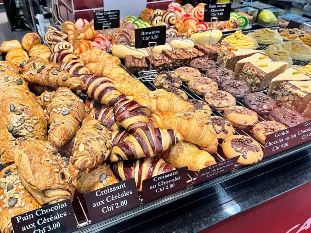 A tempting display of pastries at David Bourdenet Cafe, a recommended breakfast spot in your 2 days in Geneva, Switzerland.